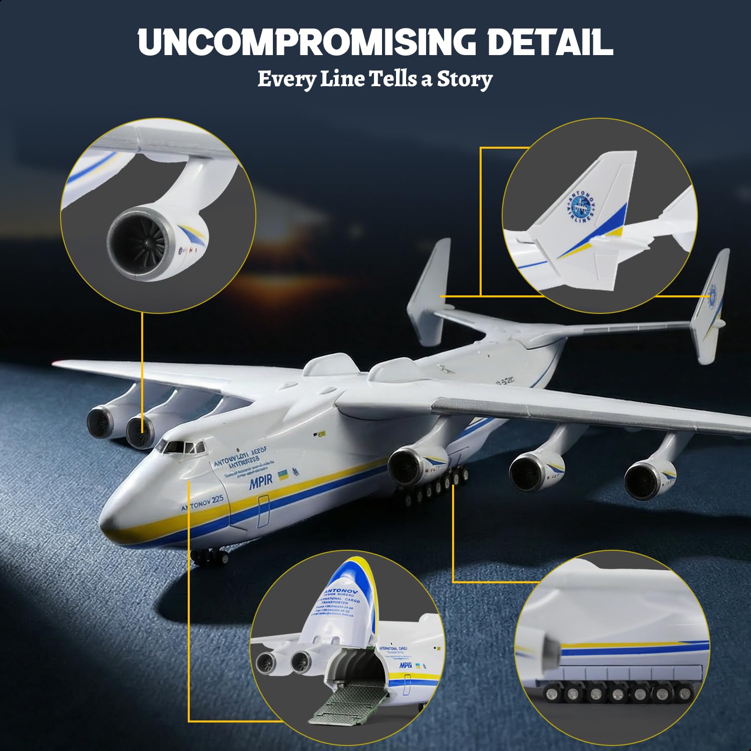 NUOTIE Antonov AN-225 Mriya 1:200 Ölçekli Model Uçak Kiti 17.3 inç